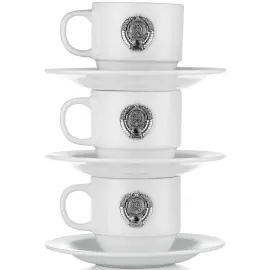 Набор фарфоровых кофейных чашек "СССР" на 3 персоны